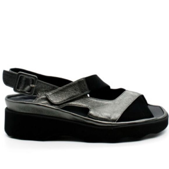 THIERRY RABOTIN WOMEN'S WILTON 1326 METALLIC PEWTER LEATHER COMBO Sz EU 40 US9,5 - Picture 2 of 16